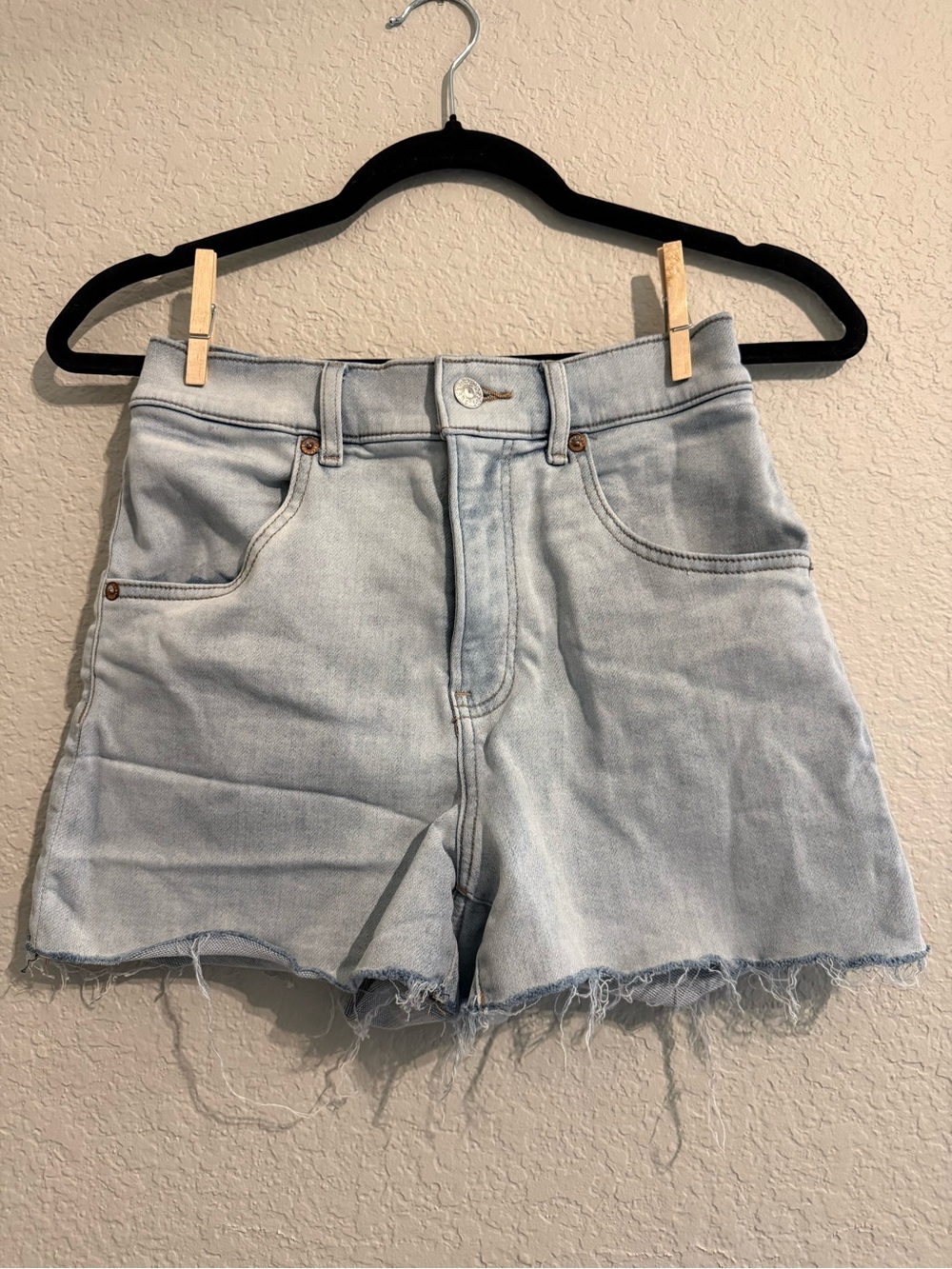 High-Rise Light Wash Denim Shorts - Women